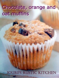 Chocolate, orange and oatmeal muffin